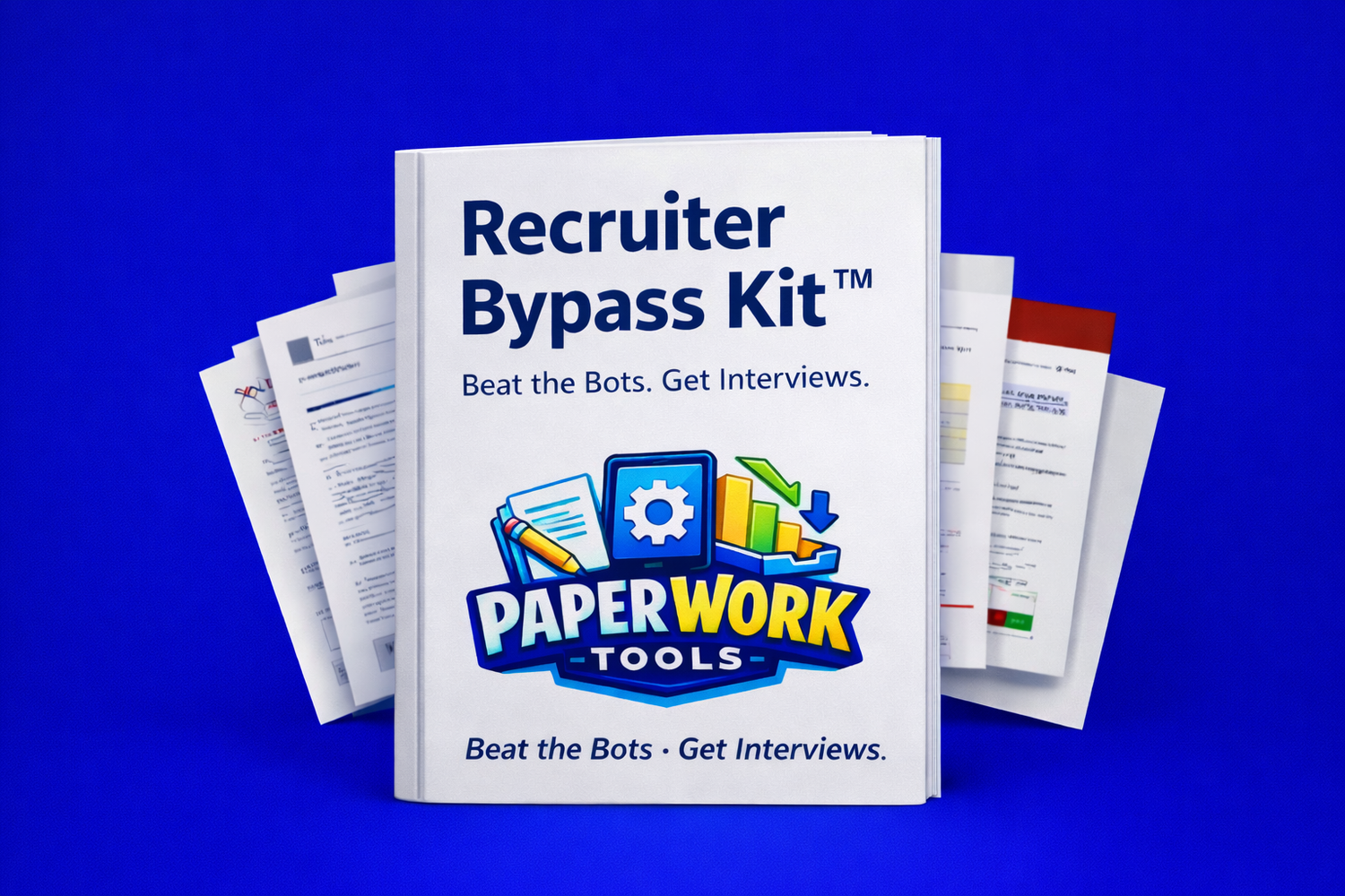 Book titled 'Recruiter Bypass Kit' by Paperwork Tools on a blue background