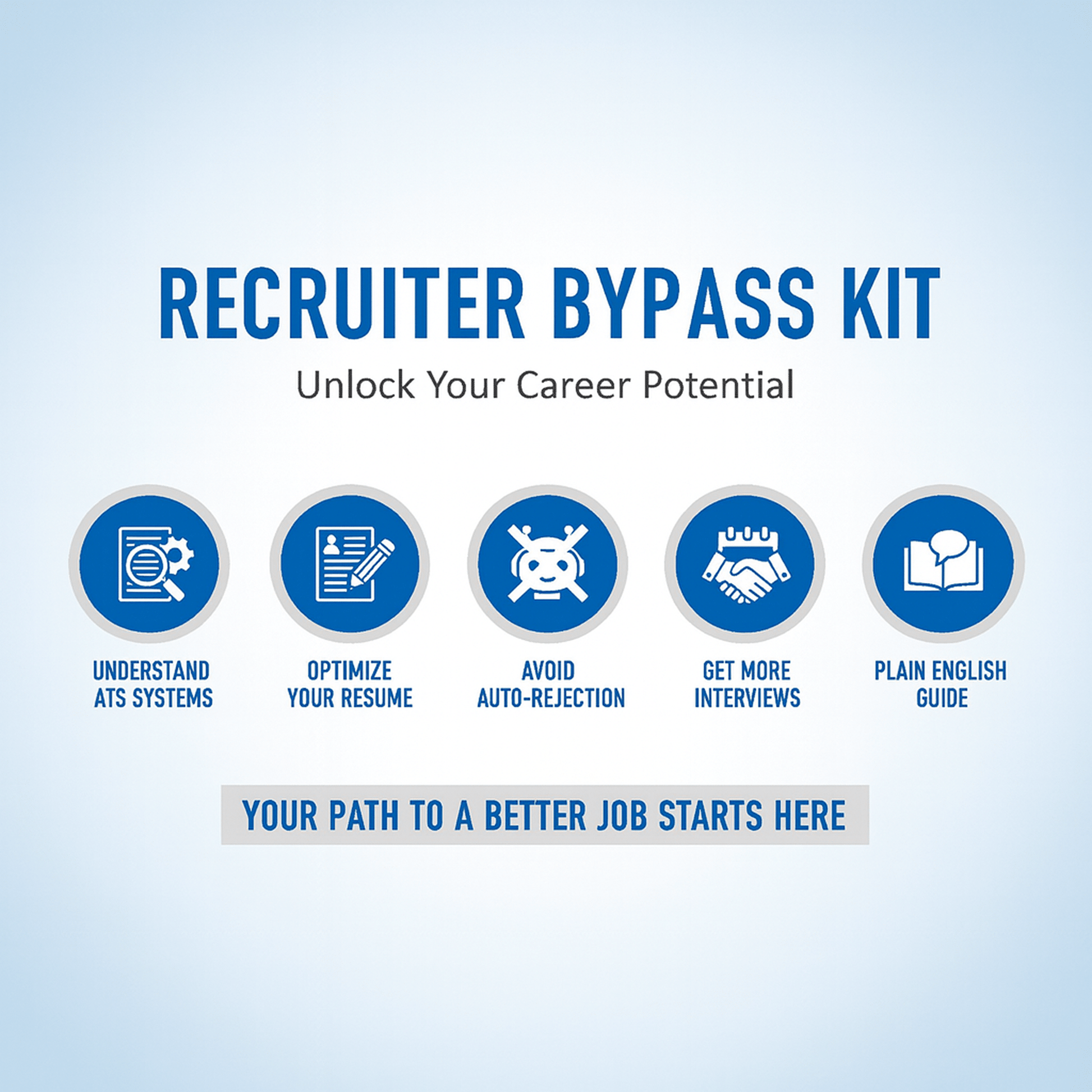 Recruiter Bypass Kit advertisement with icons and text on a light blue background